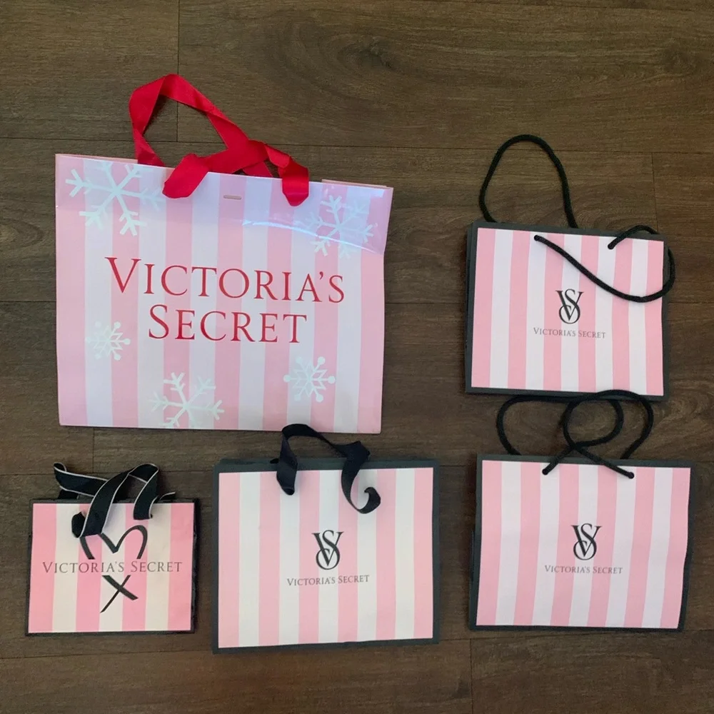 16 Victoria's Secret Pink Paper Gift Shopping Favor Variety Bags Large to Small